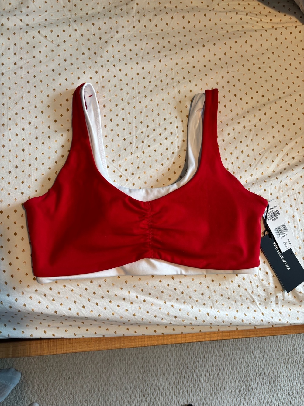 Abercrombie & Fitch Red Reversible Scoop Bralette with White Lining